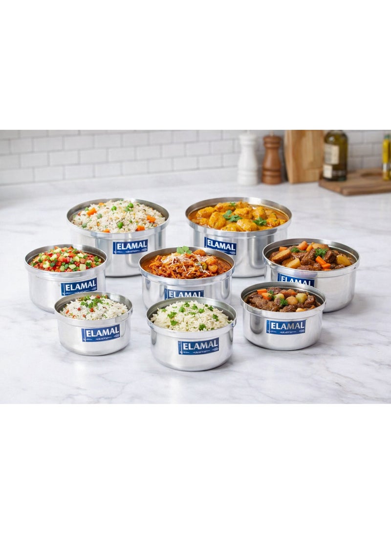 ELAMAL Al Amal Silver Aluminum Cookware Set – 8 Pieces (16 to 30 cm), Durable and Easy to Clean Cooking Pots - Image 4